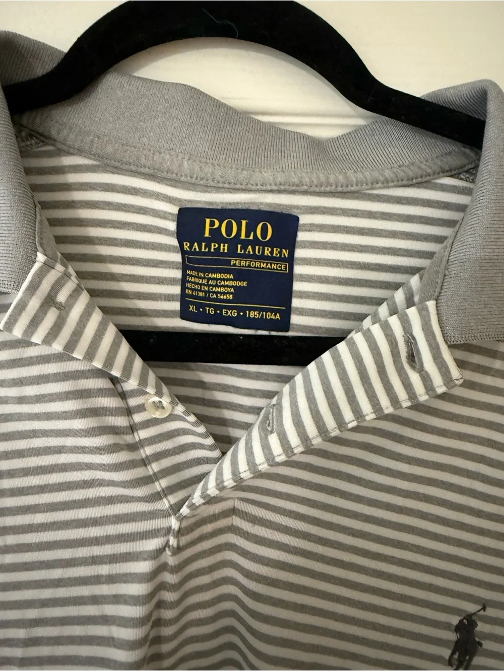Polo by Ralph Lauren Light Gray & White Striped Polo Shirt